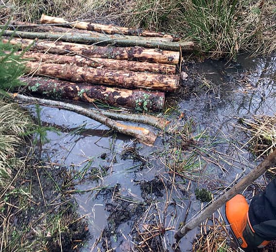 Ett dike som har pluggats