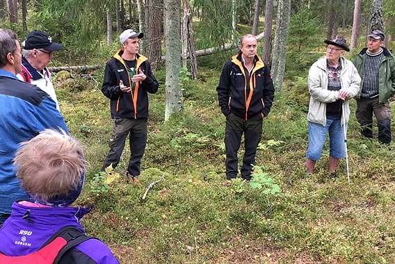 Företagare pratar i skogen