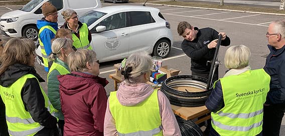 Däckbyte visades