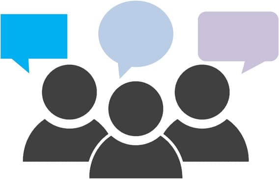 Siluetter med pratbubblor