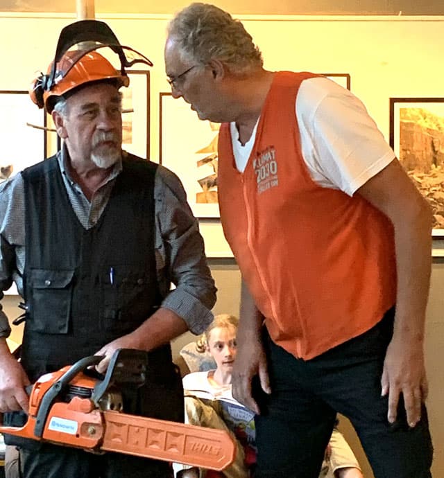 Mats (med avverkningsutrustning) och Jan