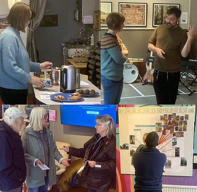 Fyra bilder på en eller fler deltagare på varje bild