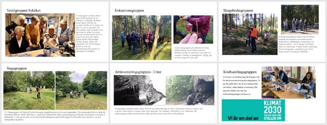 Bildspelets bilder visas som miniatyrbilder i ett kollage