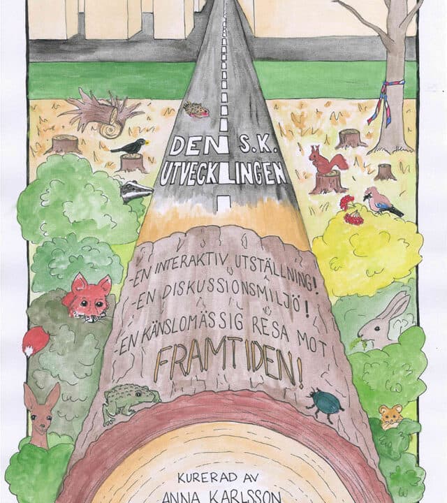 En illustrerad stock sträcker sig från skogen till (och in i) en stad. Stocken övergår successivt ...