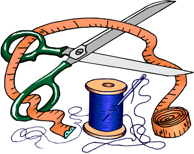 Nål och tråd samt sax illustrerade